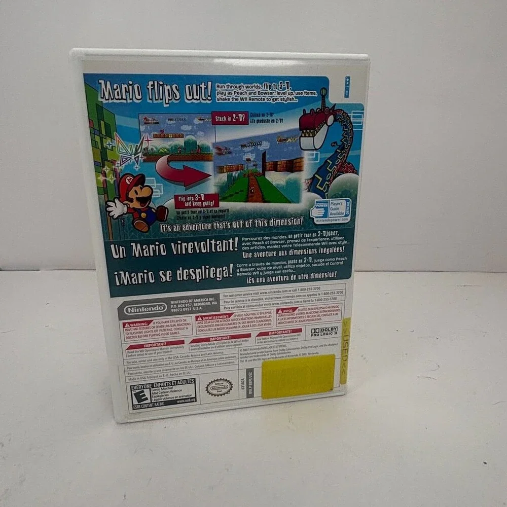 Super Paper Mario RPG (Nintendo Wii, 2007) Complete W/ Manual
